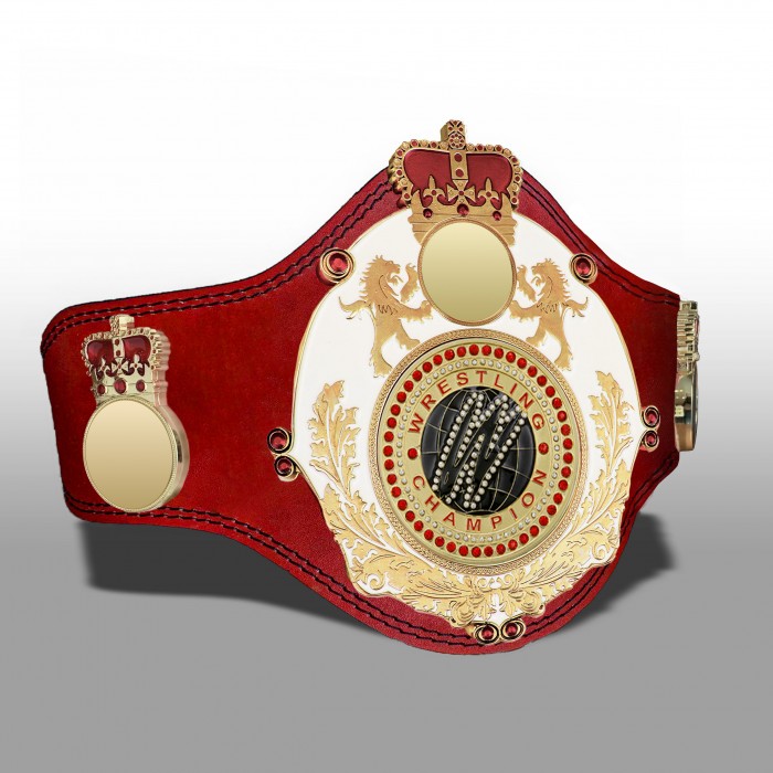 QUEENSBURY PLT LEATHER WRESTLING CHAMPIONSHIP BELT - PLTQUEEN/W/G/WRESTGEMG - AVAILABLE IN 4 COLOURS